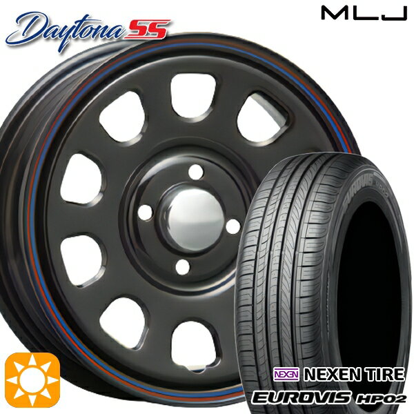 【取付対象】155/65R14 ネクセン ロードストーン ユーロビズ HP02 MLJ デイトナ SS ブラック 14インチ 5.0J 4H100 サマータイヤホイールセット