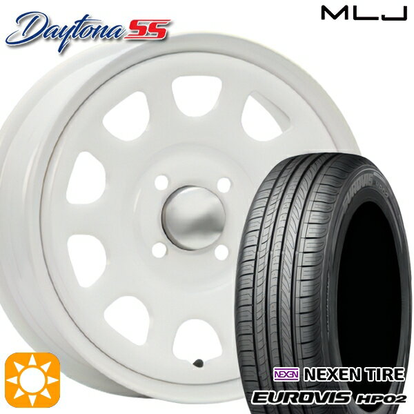 【取付対象】155/65R14 ネクセン ロードストーン ユーロビズ HP02 MLJ デイトナ SS オールホワイト 14インチ 5.0J 4H100 サマータイヤホイールセット