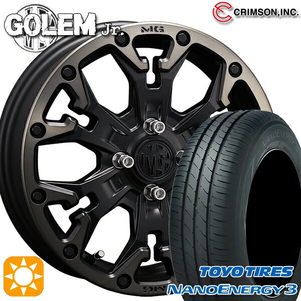 【取付対象】165/60R14 75H トーヨー ナノエナジー3 クリムソン MG ゴーレムJr. マットブラッククリア 14インチ 4.5J 4H100 +43 サマータイヤホイールセット