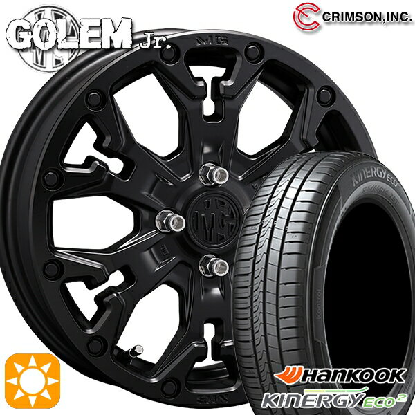 【取付対象】165/60R14 75H ハンコック KlnERGy ECO2 K435 クリムソン MG ゴーレムJr. マットブラック 14インチ 4.5J 4H100 +43 サマータイヤホイールセット