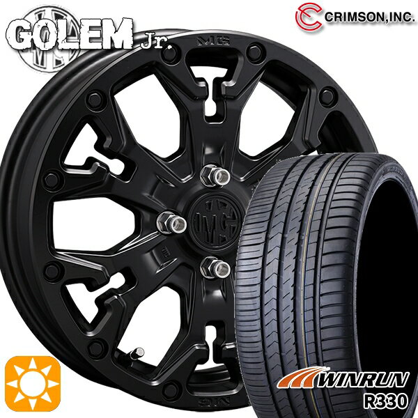 【最大2,000円OFFクーポン】アクア デミオ ノート 195/55R16 87V ウィンラン R330 クリムソン MG ゴーレムJr. マットブラック 16インチ 6.0J 4H100 サマータイヤホイールセット