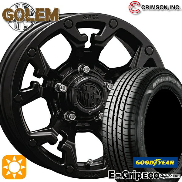 【取付対象】プリウスα ストリーム 205/60R16 92H グッドイヤー エフィシェントグリップ エコ EG01 クリムソン MG ゴーレム マットブラック 16インチ 7.0J 5H114.3 サマータイヤホイールセット