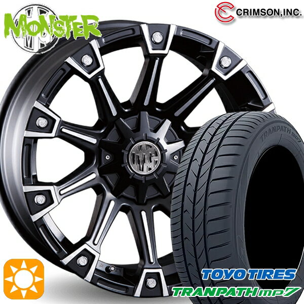 【取付対象】205/60R16 96H XL トーヨー トランパス mp7 クリムソン MG モンスター ブラックポリッシュ 16インチ 7.0J 10H114.3/127 サマータイヤホイールセット