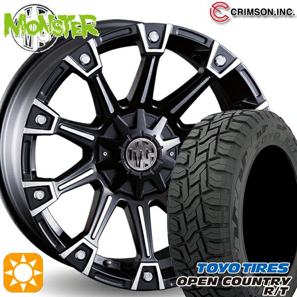 【取付対象】215/70R16 100Q トーヨー オープンカントリー R/T クリムソン MG モンスター ブラックポリッシュ 16インチ 7.0J 10H114.3/127 サマータイヤホイールセット