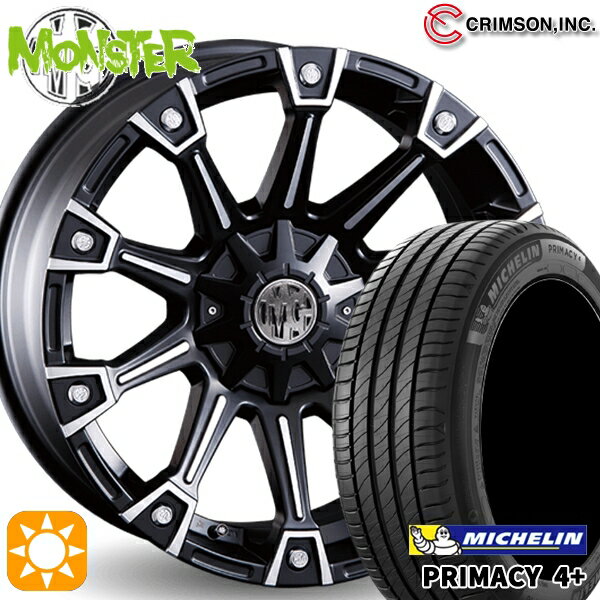 【取付対象】215/50R17 95W XL ミシュラン プライマシー4プラス クリムソン MG モンスター ブラックポリッシュ 17インチ 7.0J 10H114.3/127 サマータイヤホイールセット