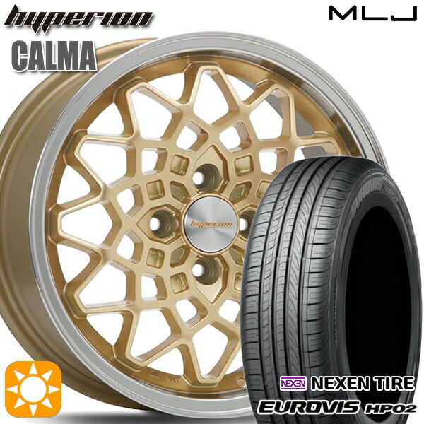 【取付対象】155/65R14 ネクセン ロードストーン ユーロビズ HP02 MLJ ハイペリオン カルマ ゴールド/リムポリッシュ 14インチ 5.0J 4H100 サマータイヤホイールセット