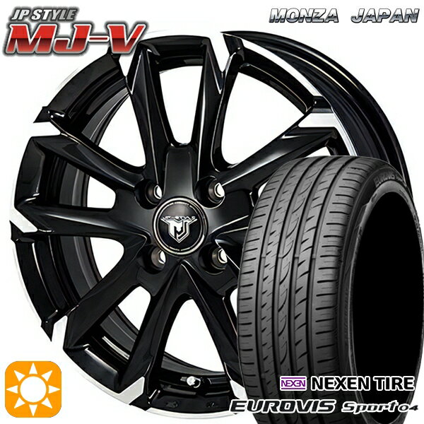 【取付対象】165/60R14 75H ロードストーン ユーロビズ Sport 04 モンツァ JPスタイル MJ-V ブラックメタリック/ポリッシュ 14インチ 4.5J 4H100 サマータイヤホイールセット