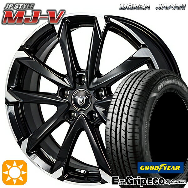 【取付対象】エスティマ ヤリスクロス 215/60R16 95H グッドイヤー エフィシェントグリップ エコ EG01 モンツァ JPスタイル MJ-V ブラックメタリック/ポリッシュ 16インチ 6.5J 5H114.3 サマータイヤホイールセット