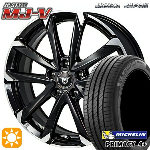 【取付対象】205/55R16 91V ミシュラン プライマシー4プラス モンツァ JPスタイル MJ-V ブラックメタリック/ポリッシュ 16インチ 6.5J 5H114.3 サマータイヤホイールセット