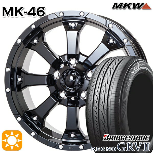 【取付対象】215/60R16 95H ブリヂストン レグノ GRV2 MKW MK-46 グロスブラック 16インチ 7.0J 5H114.3 サマータイヤホイールセット