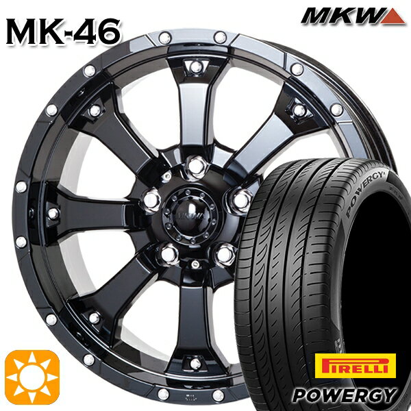 【取付対象】215/60R16 95H ピレリ パワジー MKW MK-46 グロスブラック 16インチ 7.0J 5H114.3 サマータイヤホイールセット