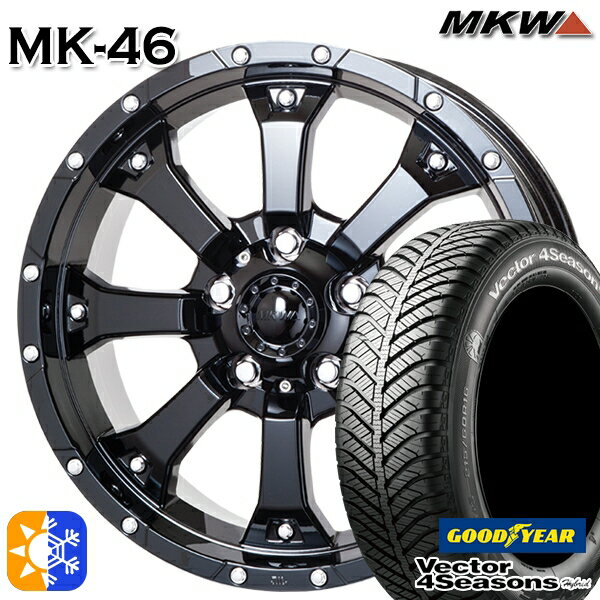 215/50R17 95H XL グッドイヤー ベクター フォーシーズンズ MKW MK-46 グロスブラック 17インチ 7.5J 5H114.3 オールシーズンタイヤホイールセット