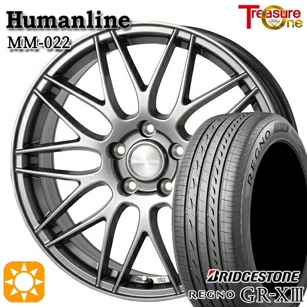 【取付対象】ジェイド アクセラ 225/40R18 92W XL ブリヂストン レグノ GR-X3 トレジャーワン ヒューマンライン MM022 ダークグレー 18インチ 7.5J 5H114.3 サマータイヤホイールセット