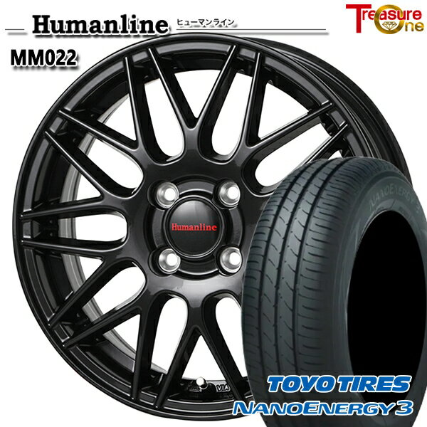 【取付対象】145/80R13 75S トーヨー ナノエナジー3 トレジャーワン ヒューマンライン MM022 ブラック 13インチ 4.0J 4H100 サマータイヤホイールセット