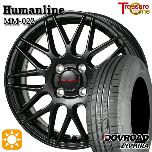 【取付対象】N-BOX ウェイク 165/55R15 75V DOVROAD ザイファイラ トレジャーワン ヒューマンライン MM022 ブラック 15インチ 4.5J 4H100 サマータイヤホイールセット
