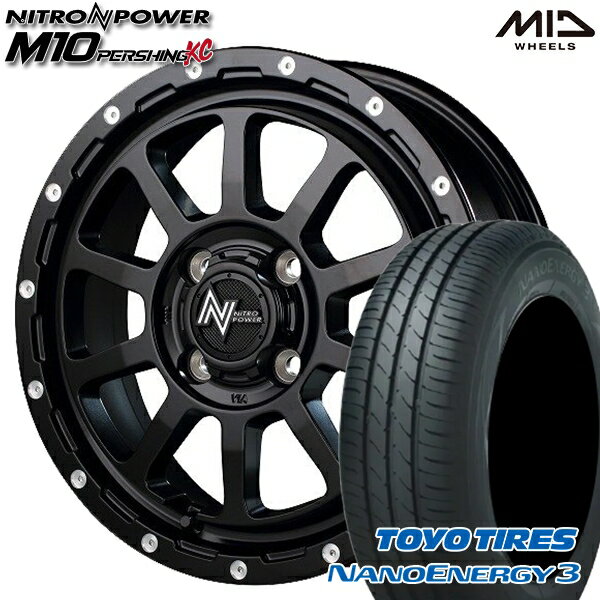 【取付対象】エブリィワゴン 165/60R14 75H トーヨー ナノエナジー3 MID ナイトロパワー M10パーシングKC セミグロスブラック/マシニング 14インチ 4.5J 4H100 サマータイヤホイールセット