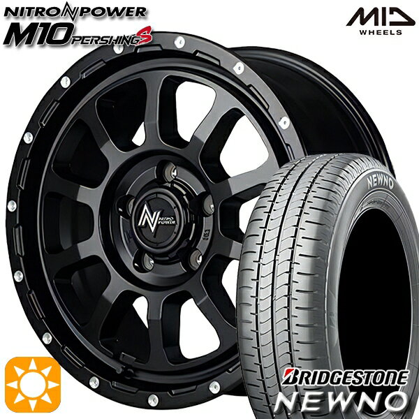 【取付対象】215/65R16 98H ブリヂストン ニューノ MID ナイトロパワー M10パーシングS セミグロスブラック/マシニング 16インチ 7.0J 5H114.3 サマータイヤホイールセット