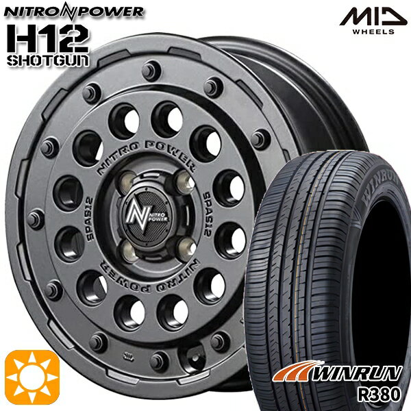 【取付対象】エブリィワゴン 165/60R14 75H ウィンラン R380 MID ナイトロパワー H12ショットガン バレルブラック 14インチ 4.5J 4H100 サマータイヤホイールセット