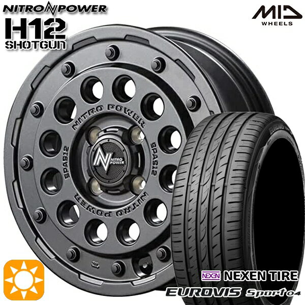 【取付対象】165/60R14 75H ロードストーン ユーロビズ Sport 04 MID ナイトロパワー H12ショットガン バレルブラック 14インチ 4.5J 4H100 サマータイヤホイールセット
