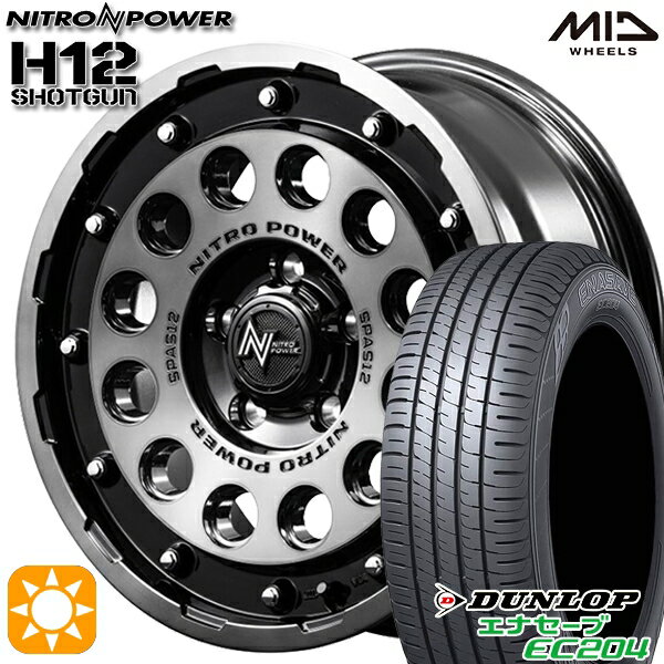 【取付対象】215/60R16 95H ダンロップ エナセーブ EC204 MID ナイトロパワー H12ショットガン ブラッククリア/マシニング 16インチ 7.0J 5H114.3 サマータイヤホイールセット