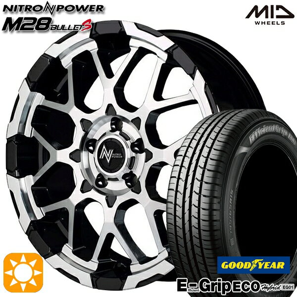 【取付対象】エスティマ ヤリスクロス 215/60R16 95H グッドイヤー エフィシェントグリップ エコ EG01 MID ナイトロパワー M28バレットS ブラック/ミラーカット 16インチ 7.0J 5H114.3 サマータイヤホイールセット