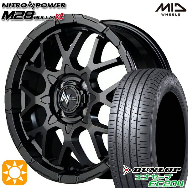 【取付対象】185/55R16 83V ダンロップ エナセーブ EC204 MID ナイトロパワー M28バレットKC セミグロスブラック 16インチ 6.0J 4H100 サマータイヤホイールセット