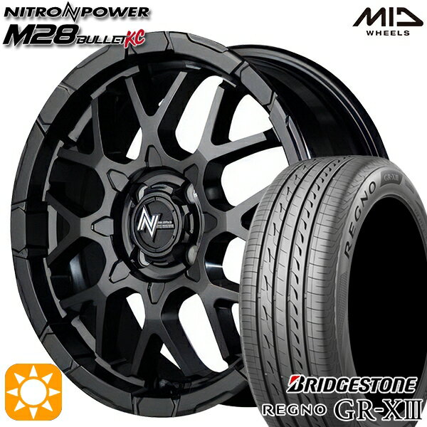 【取付対象】アクア デミオ ノート 195/55R16 91V XL ブリヂストン レグノ GR-X3 MID ナイトロパワー M28バレットKC セミグロスブラック 16インチ 6.0J 4H100 サマータイヤホイールセット