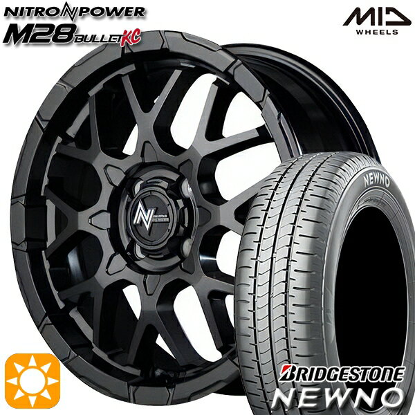 【取付対象】195/45R16 84V ブリヂストン ニューノ MID ナイトロパワー M28バレットKC セミグロスブラック 16インチ 6.0J 4H100 サマータイヤホイールセット