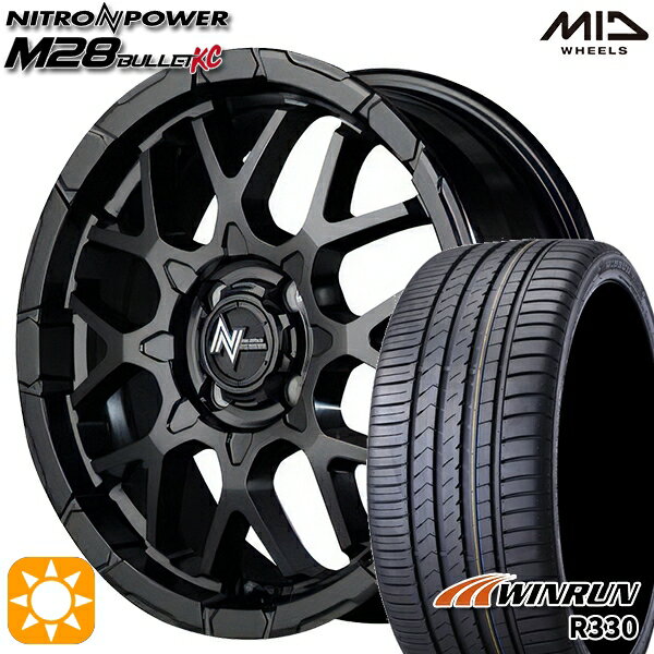 【取付対象】195/45R16 84V XL ウィンラン R330 MID ナイトロパワー M28バレットKC セミグロスブラック 16インチ 6.0J 4H100 サマータイヤホイールセット