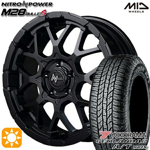 【取付対象】エルグランド クロスロード 215/65R16 98H ヨコハマ ジオランダーA/T G015 MID ナイトロパワー M28バレットS セミグロスブラック 16インチ 7.0J 5H114.3 サマータイヤホイールセット