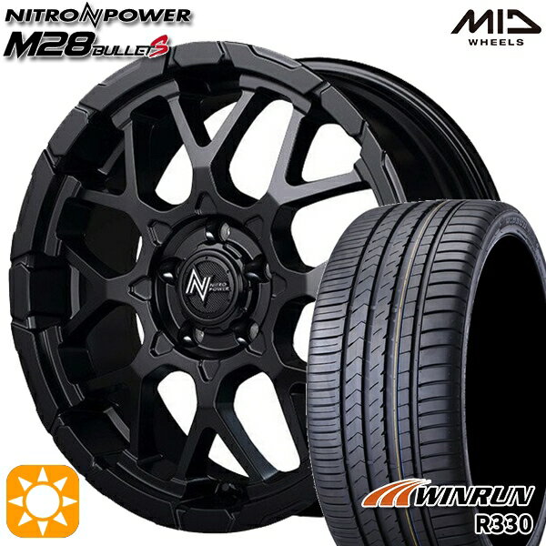 【取付対象】C-HR レガシィB4 225/50R18 95W ウィンラン R330 MID ナイトロパワー M28バレットS セミグロスブラック 18インチ 7.0J 5H114.3 サマータイヤホイールセット