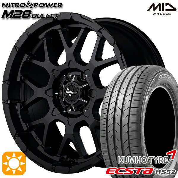 【取付対象】215/60R17 100V XL クムホ エクスタ HS52 MID ナイトロパワー M28バレット セミグロスブラック 17インチ 6.5J 6H139.7 サマータイヤホイールセット