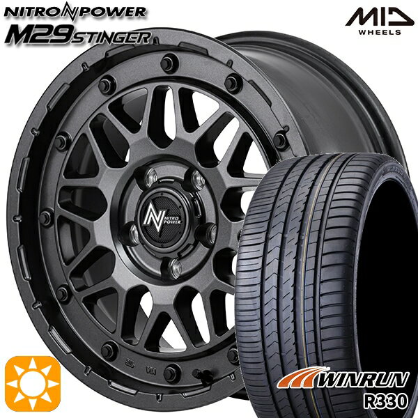 【取付対象】リーフ レヴォーグ 215/50R17 95W XL ウィンラン R330 MID ナイトロパワー M29 スティンガー バレルブラック 17インチ 7.0J 5H114.3 サマータイヤホイールセット