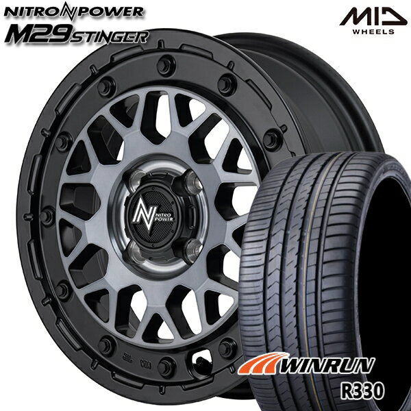 【取付対象】165/50R15 76V XL ウィンラン R330 MID ナイトロパワー M29 スティンガー セミグロスブラッククリア 15インチ 5.0J 4H100 サマータイヤホイールセット