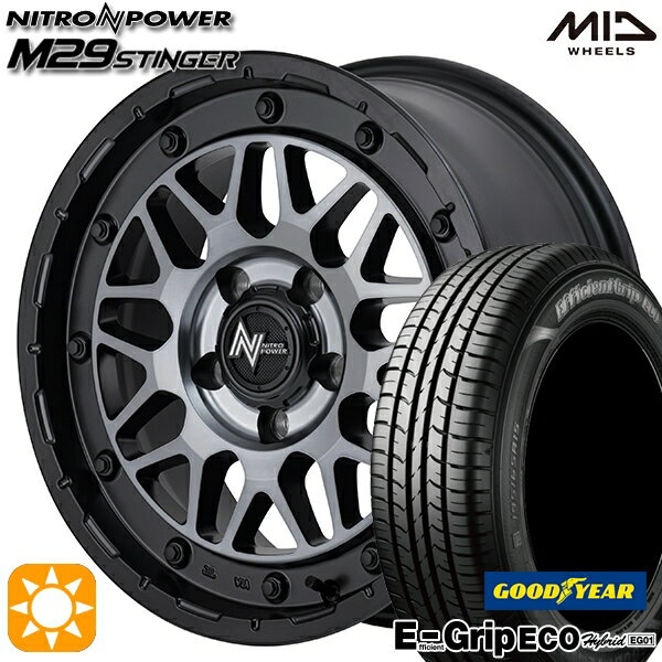 【取付対象】リーフ レヴォーグ 215/50R17 91V グッドイヤー エフィシェントグリップ エコ EG01 MID ナイトロパワー M29 スティンガー セミグロスブラッククリア 17インチ 7.0J 5H114.3 サマータイヤホイールセット