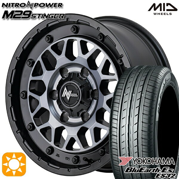 【取付対象】215/60R17 96H ヨコハマ ブルーアース ES32 MID ナイトロパワー M29 スティンガー セミグロスブラッククリア 17インチ 6.5J 6H139.7 サマータイヤホイールセット