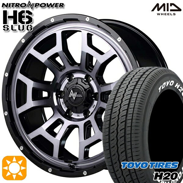 200系ハイエース 215/60R17C 109/107R トーヨー (TOYO) H20 ホワイトレター MID ナイトロパワー H6スラッグ 17インチ 6.5J 6H139.7 ブラッククリア 新品サマータイヤホイール 4本セット【送料無料】