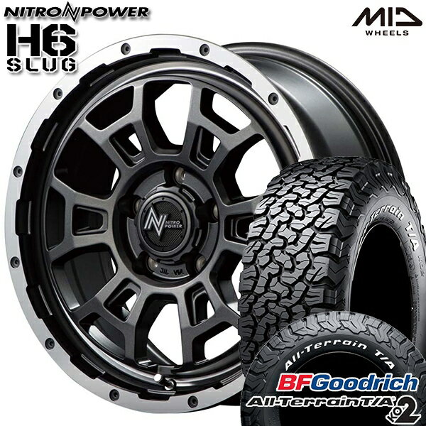 【取付対象】LT225/70R16 102/99R RWL BFグッドリッチ オールテレーン T/A KO2 MID ナイトロパワー H6スラッグ セミグロスガンメタ 16インチ 7.0J 5H114.3 サマータイヤホイールセット