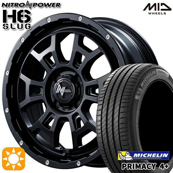 【取付対象】195/50R16 88V XL ミシュラン プライマシー4プラス MID ナイトロパワー H6スラッグ セミグロスブラック 16インチ 6.0J 4H100 サマータイヤホイールセット