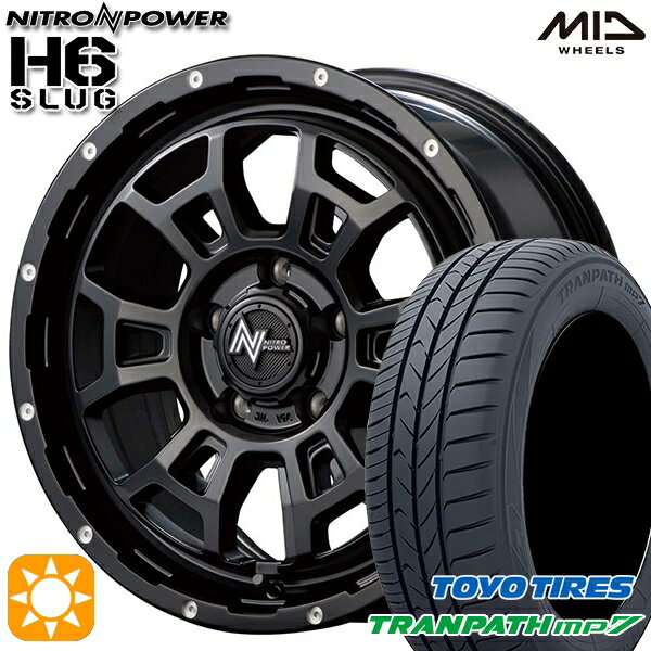 【取付対象】215/60R16 95H トーヨー トランパス mp7 MID ナイトロパワー H6スラッグ セミグロスブラック 16インチ 7.0J 5H114.3 サマータイヤホイールセット