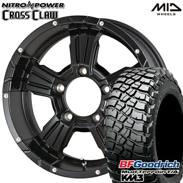 【取付対象】[5本セット]ジムニー LT225/75R16 115/112Q RBL BFグッドリッチ マッドテレーン T/A KM3 MID ナイトロパワー クロスクロウ SGBK 16インチ 5.5J 5H139.7 サマータイヤホイールセット