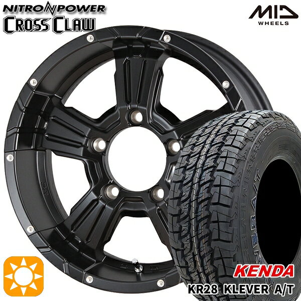 送料無料！5本セット ジムニーシエラ 225/75R16 112Qケンダ クレバーA/T KR28MID ナイトロパワー クロスクロウ16インチ 6.0J 5H139.7セミグロスブラック/ピアスドリルド新品 サマータイヤホイール