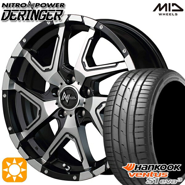 【取付対象】225/40R18 92Y XL ハンコック veNtus S1 evo3 K127 MID ナイトロパワー デリンジャー セミグロスブラックポリッシュ/フランジピアスドリルド 18インチ 7.0J 5H114.3 サマータイヤホイールセット