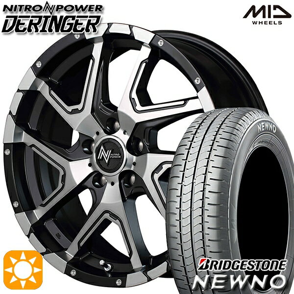【取付対象】225/55R18 98V ブリヂストン ニューノ MID ナイトロパワー デリンジャー セミグロスブラックポリッシュ/フランジピアスドリルド 18インチ 7.0J 5H114.3 サマータイヤホイールセット
