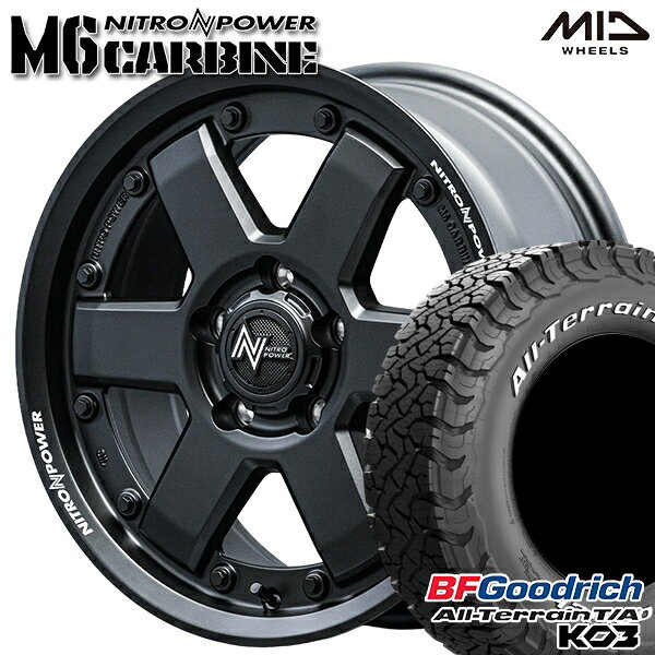 【取付対象】225/70R16 102/99S RWL BFグッドリッチ オールテレーン T/A KO3 MID ナイトロパワー M6 カービン ガンブラック 16インチ 7.0J 5H114.3 サマータイヤホイールセット