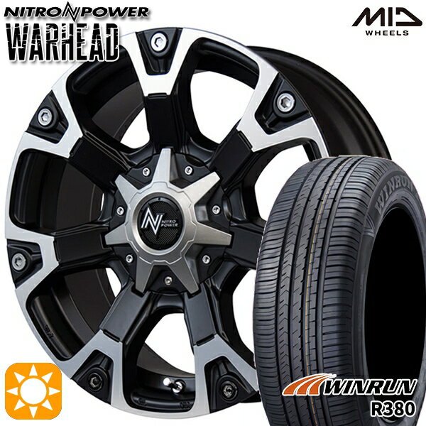 【取付対象】エスティマ ヤリスクロス 215/60R16 95H ウィンラン R380 MID ナイトロパワー ウォーヘッド セミグロスブラック/ハーフポリッシュ 16インチ 7.0J 5H114.3 サマータイヤホイールセット