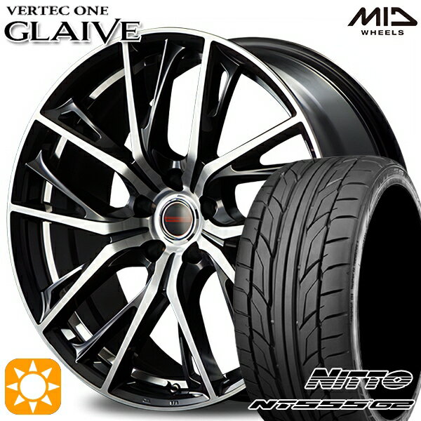 【取付対象】215/40R18 89W XL ニットー NT555 G2 MID ヴァーテックワン グレイブ ダイヤモンドブラックポリッシュ/アンダーカットDC 18インチ 7.0J 5H114.3 サマータイヤホイールセット