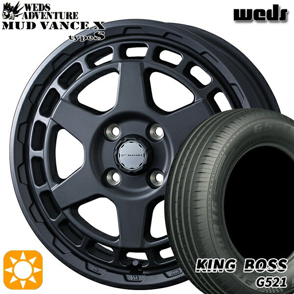 【取付対象】165/65R14 79T キングボス G521 Weds マッドヴァンス X タイプS フルマットブラック 14インチ 4.5J 4H100 サマータイヤホイールセット