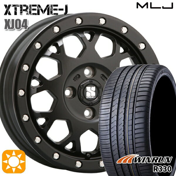 【取付対象】ウェイク 165/55R15 75H ウィンラン R330 MLJ エクストリームJ XJ04 サテンブラック 15インチ 4.5J 4H100 サマータイヤホイールセット
