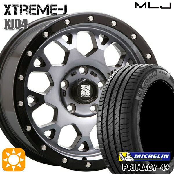 【取付対象】ヤリスクロス 205/65R16 95H ミシュラン プライマシー4プラス MLJ エクストリームJ XJ04 グロスブラックマシーン/スモーククリア 16インチ 7.0J 5H114.3 サマータイヤホイールセット